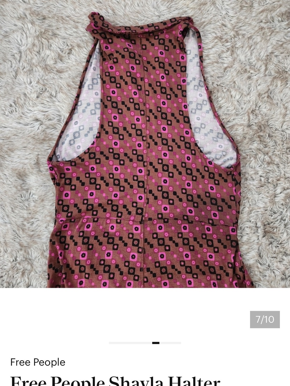 Free People Burgundy/Brown printed Wide-Leg Halter Jumpsuit - Picture 5 of 5